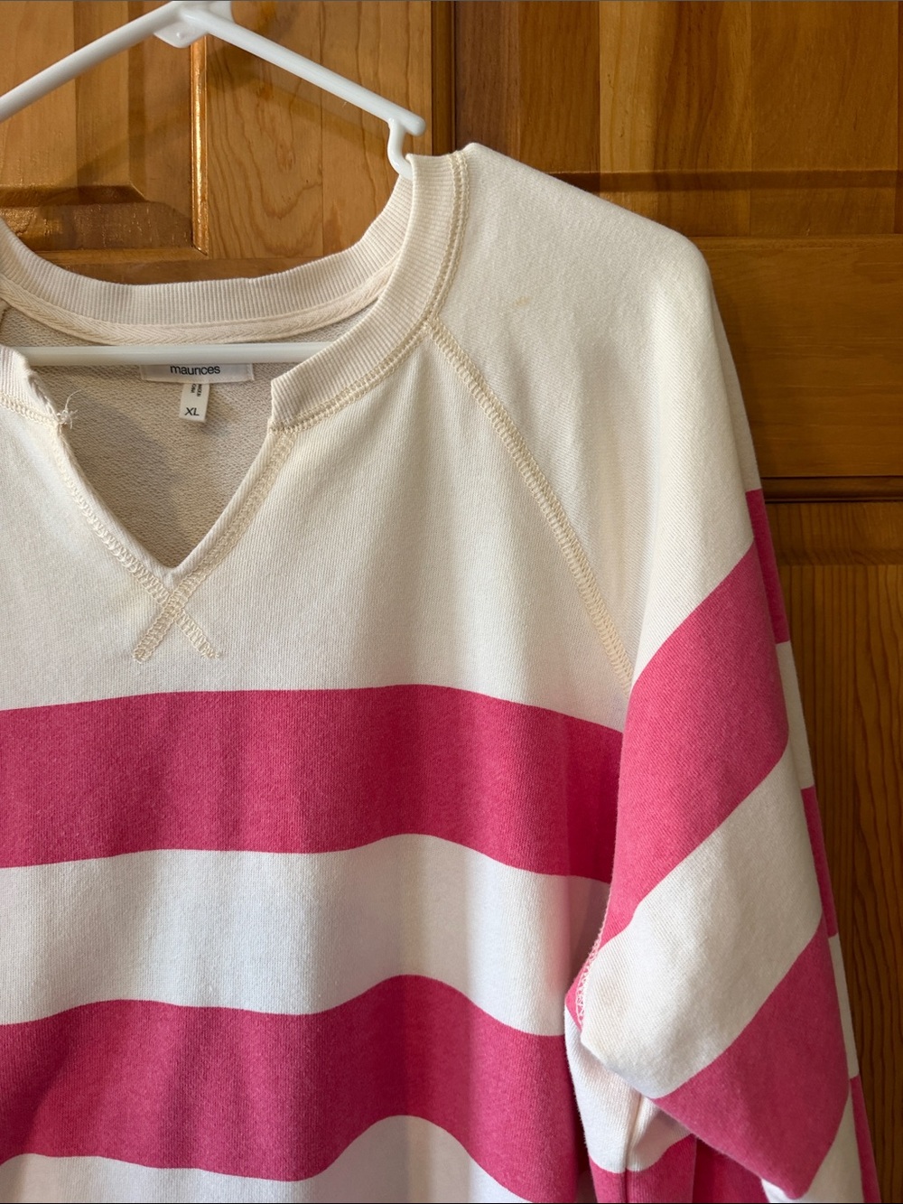 maurices Cream and Pink Striped Sweatshirt